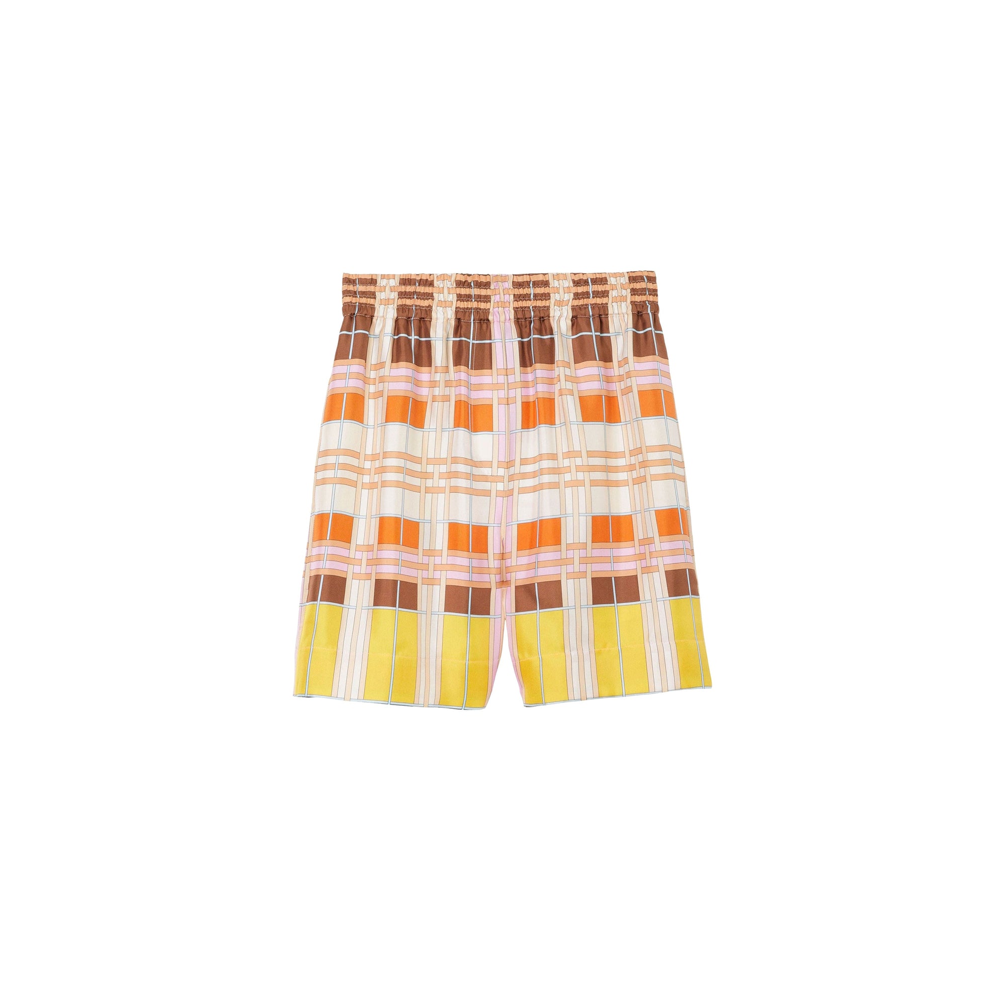 Short en soie à motif check abstrait - Candy Pink