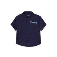 Chemise en coton stretch à logo manuscrit - Deep Charcoal Blue
