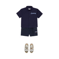 Chemise en coton stretch à logo manuscrit - Deep Charcoal Blue