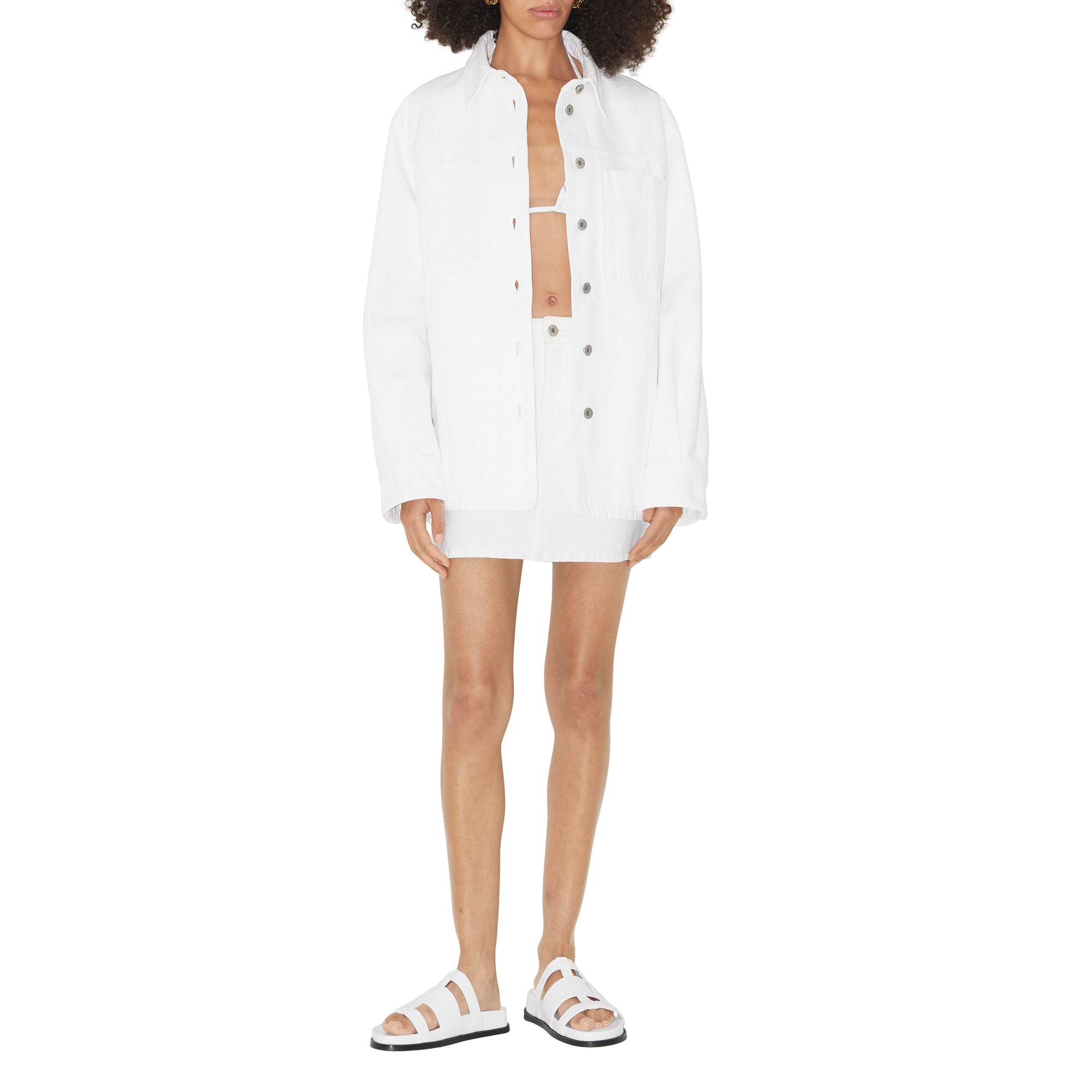 Mules plates en cuir tressé - White