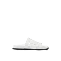 Mules plates en cuir tressé - White