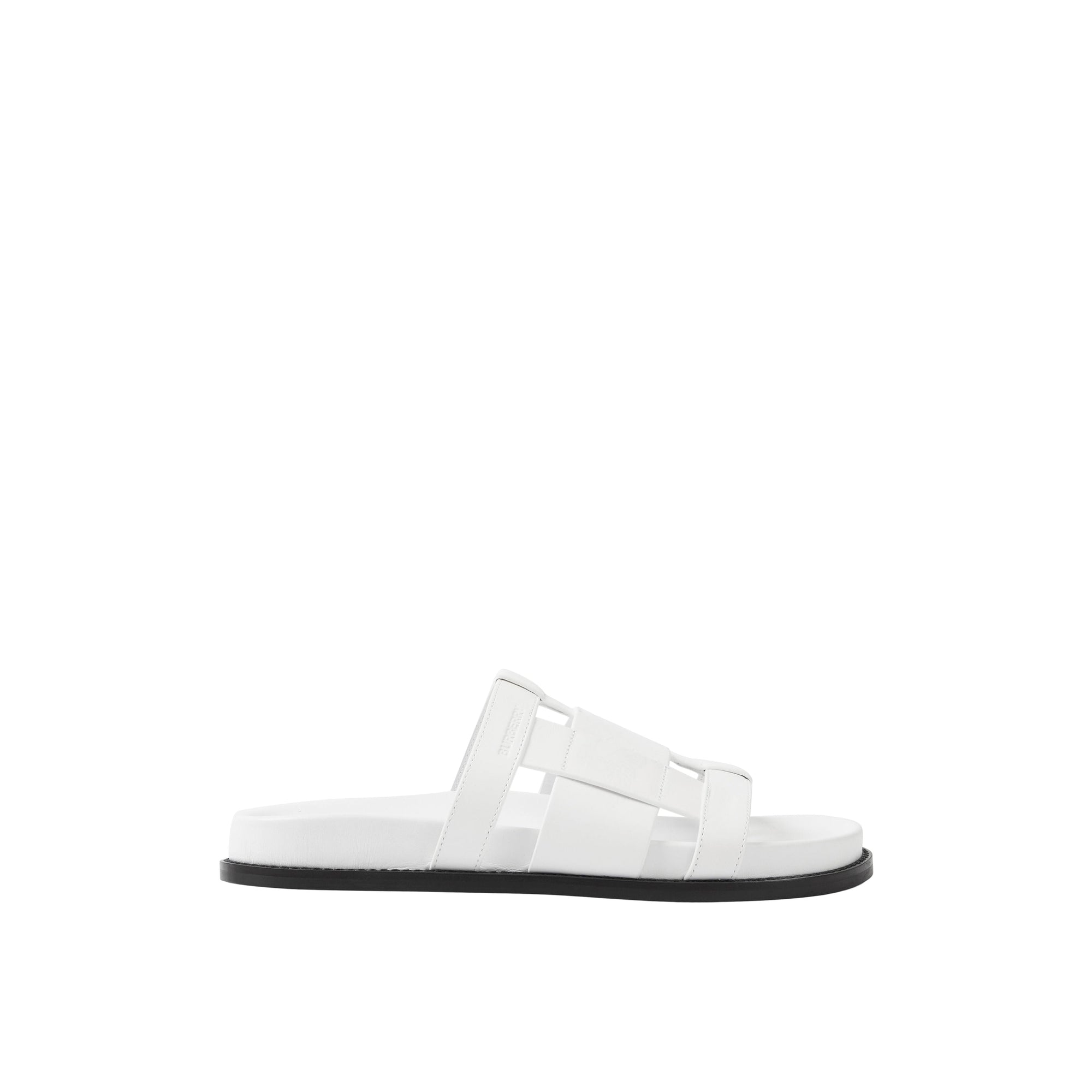 Mules plates en cuir tressé - White