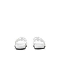 Mules plates en cuir tressé - White