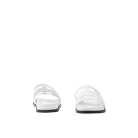 Mules plates en cuir tressé - White