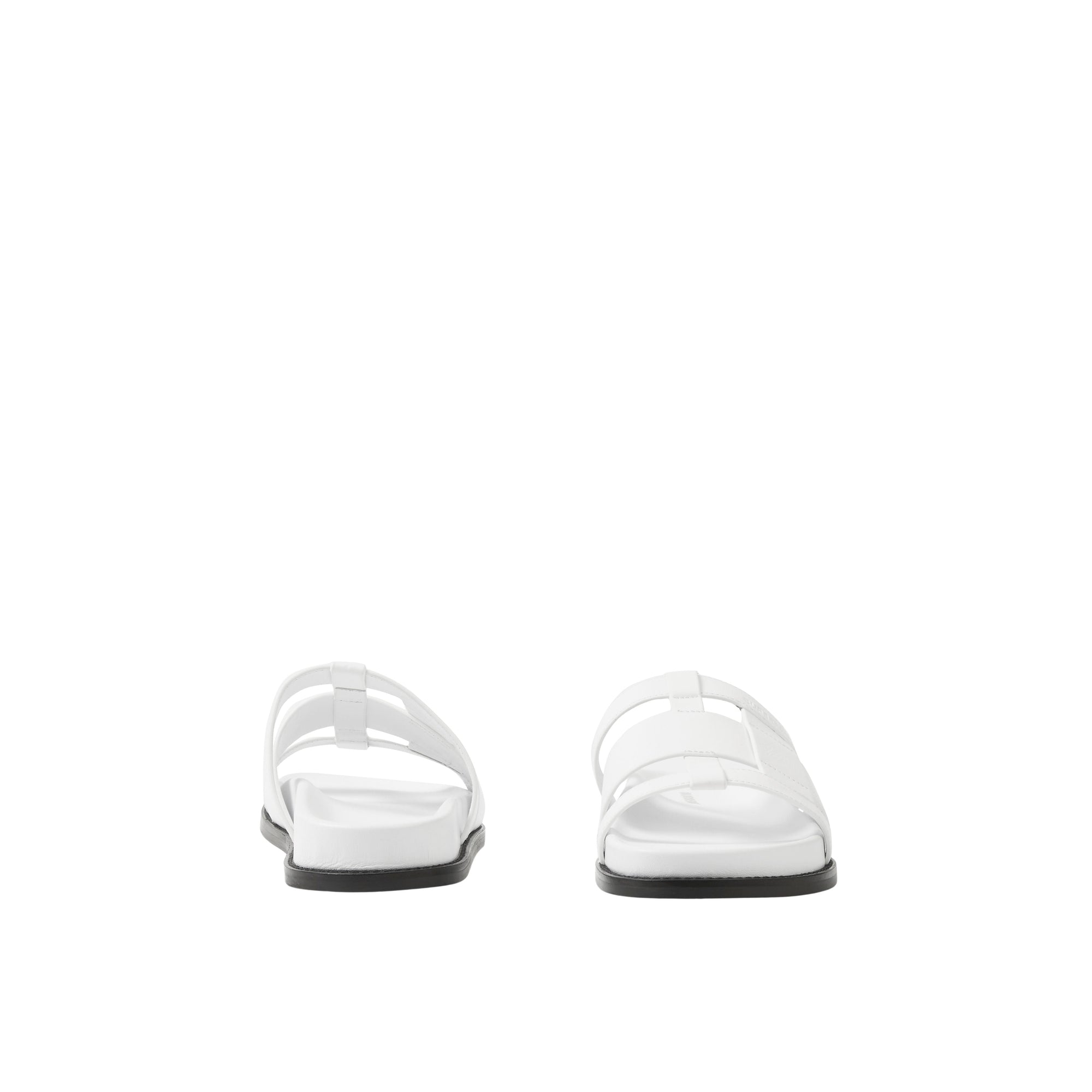 Mules plates en cuir tressé - White