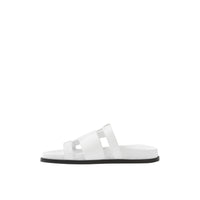 Mules plates en cuir tressé - White