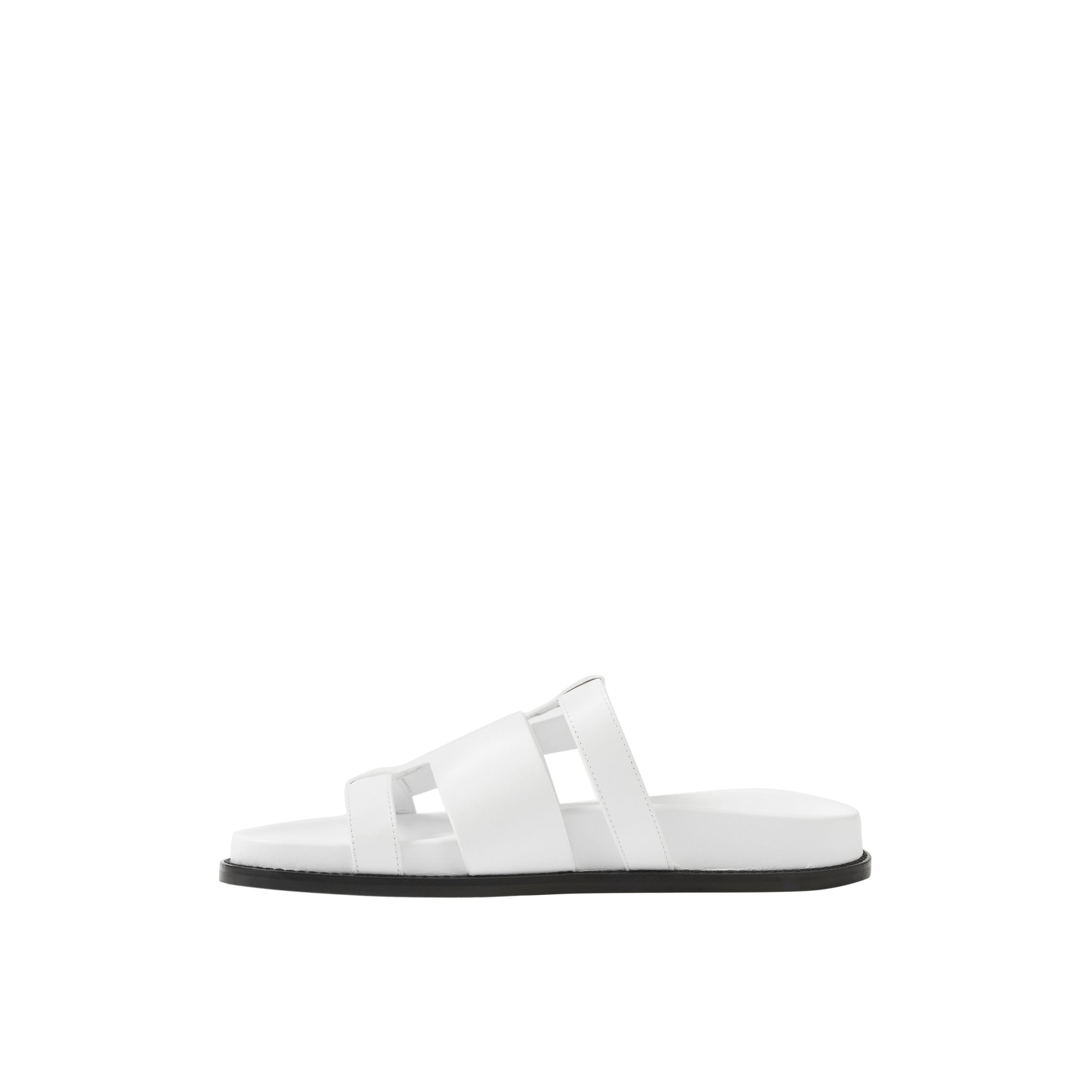 Mules plates en cuir tressé - White