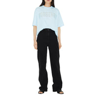 T-shirt oversize en coton à logo en dentelle - Glacier Blue