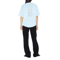 T-shirt oversize en coton à logo en dentelle - Glacier Blue