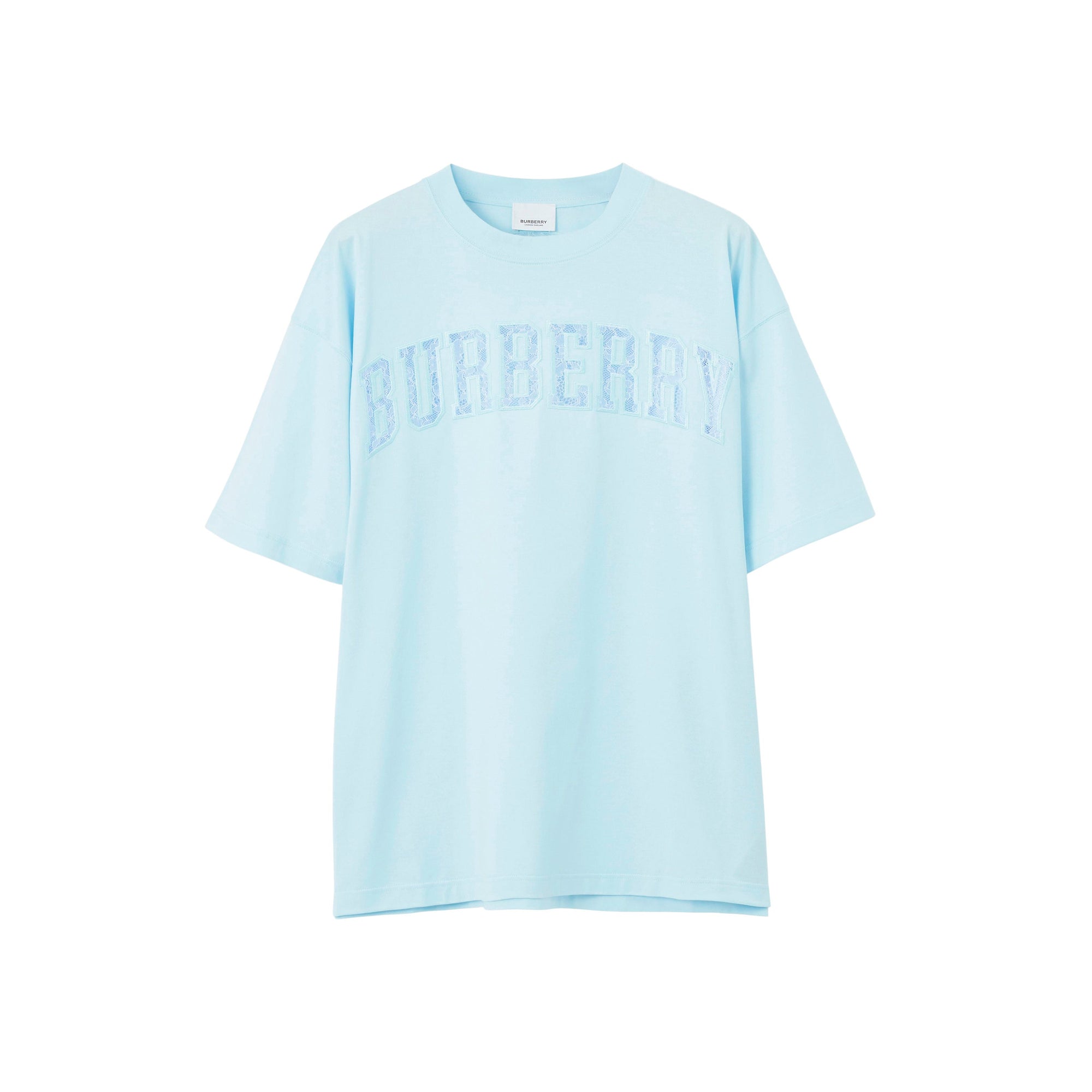 T-shirt oversize en coton à logo en dentelle - Glacier Blue
