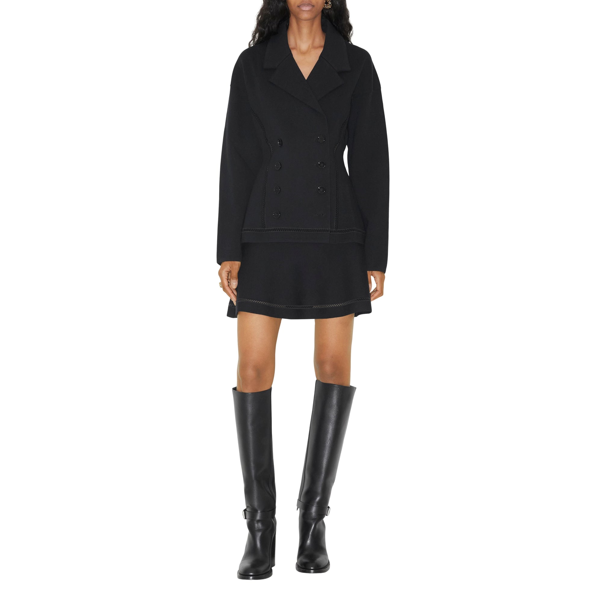 Jupe en mélange de coton et cachemire - Black