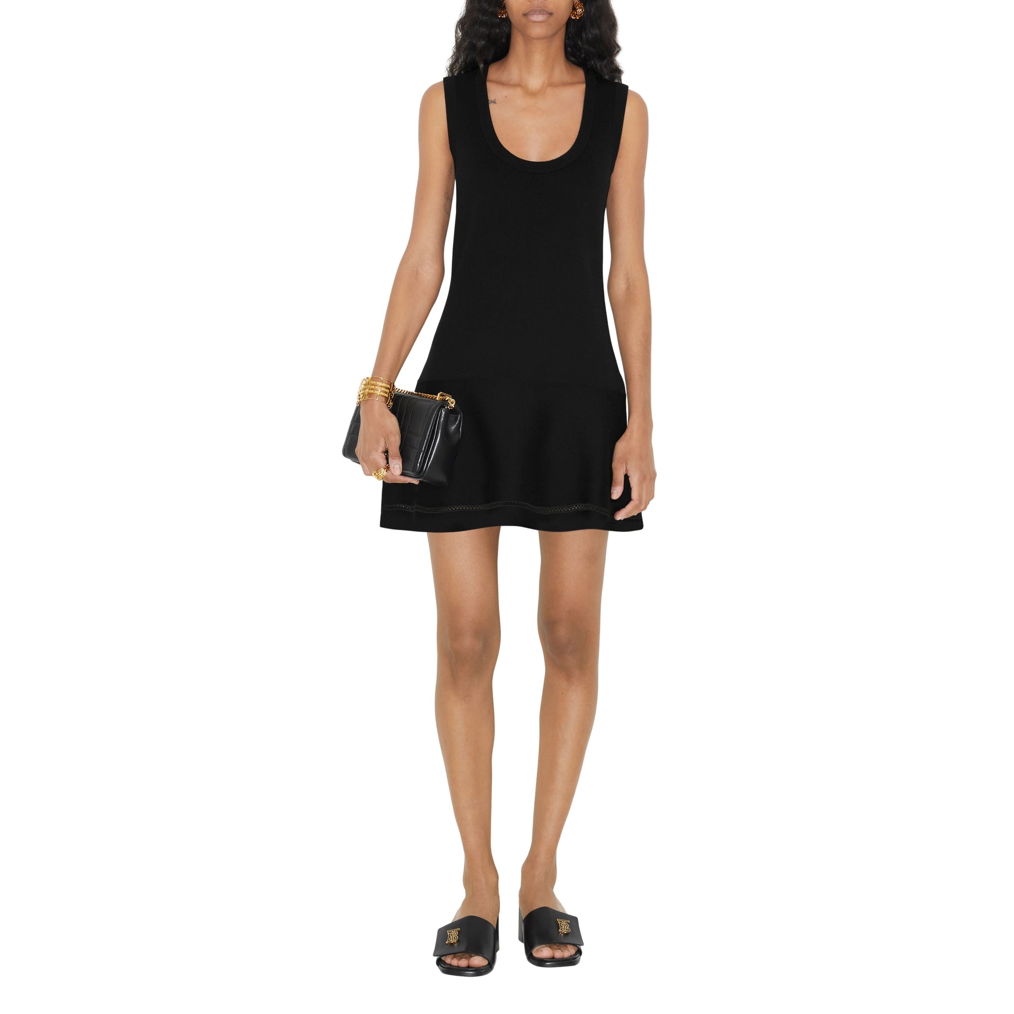 Robe sans manches en cachemire et coton mélangés - Black