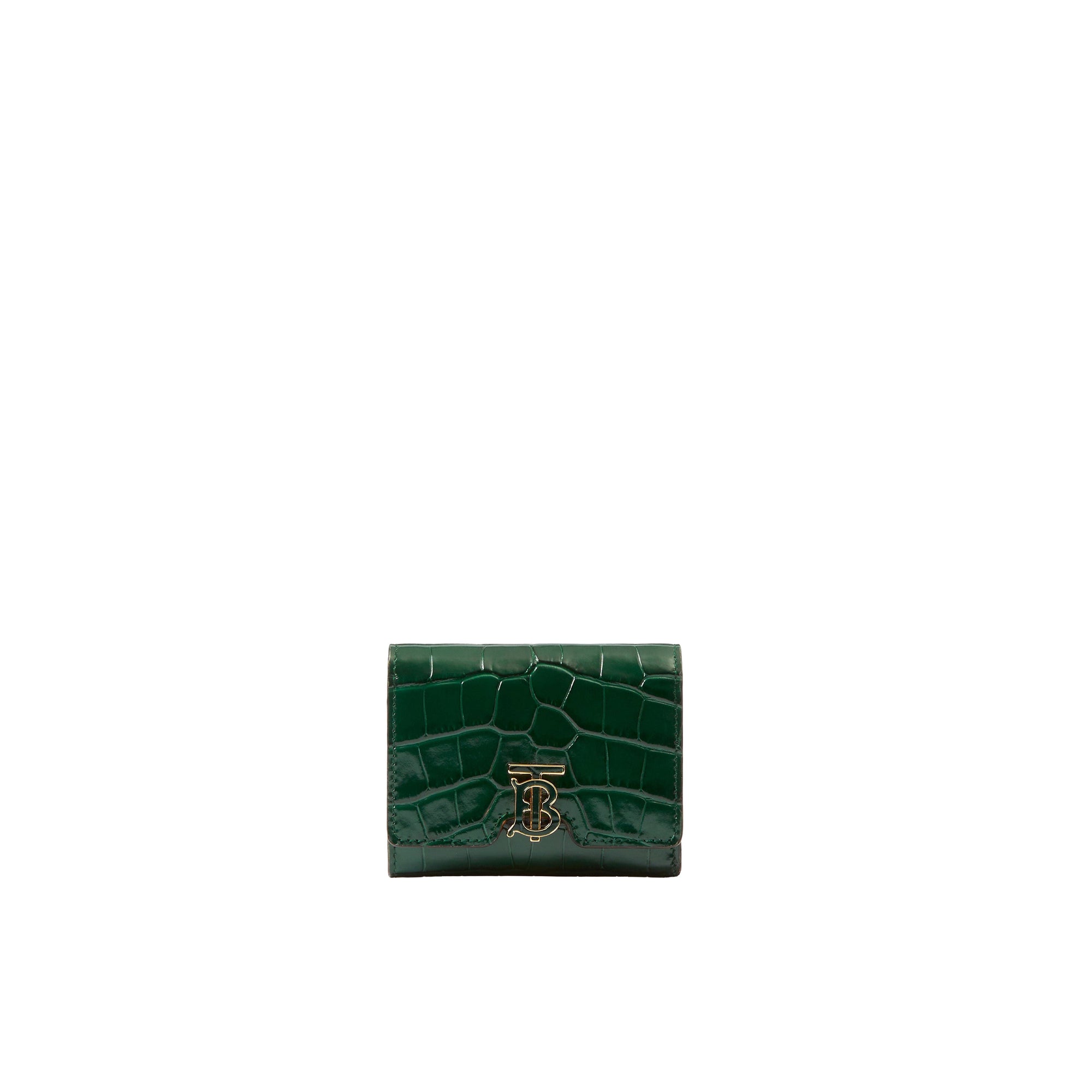 Portefeuille TB compact en cuir embossé - Dark Viridian Green