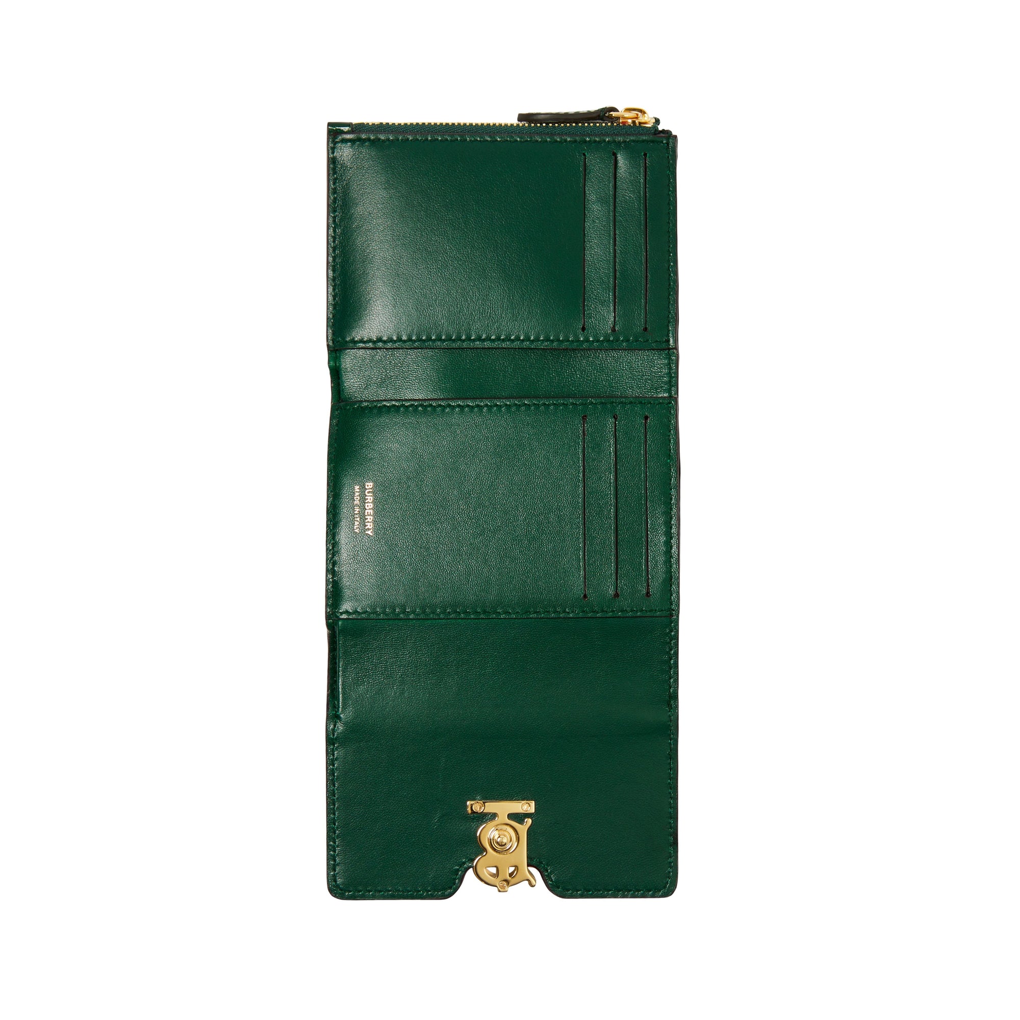 Portefeuille TB compact en cuir embossé - Dark Viridian Green