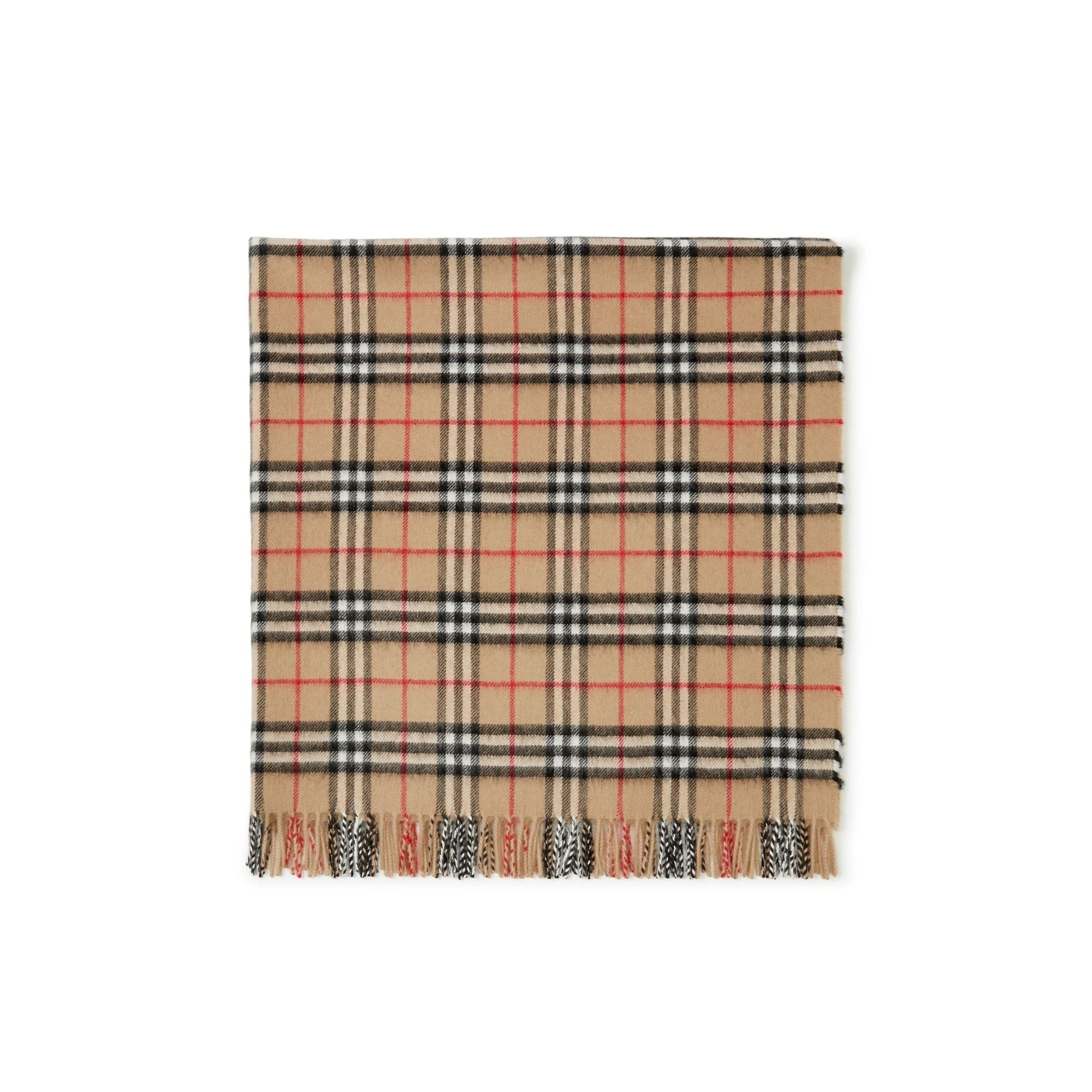 Couverture en cachemire à motif check - Archive Beige