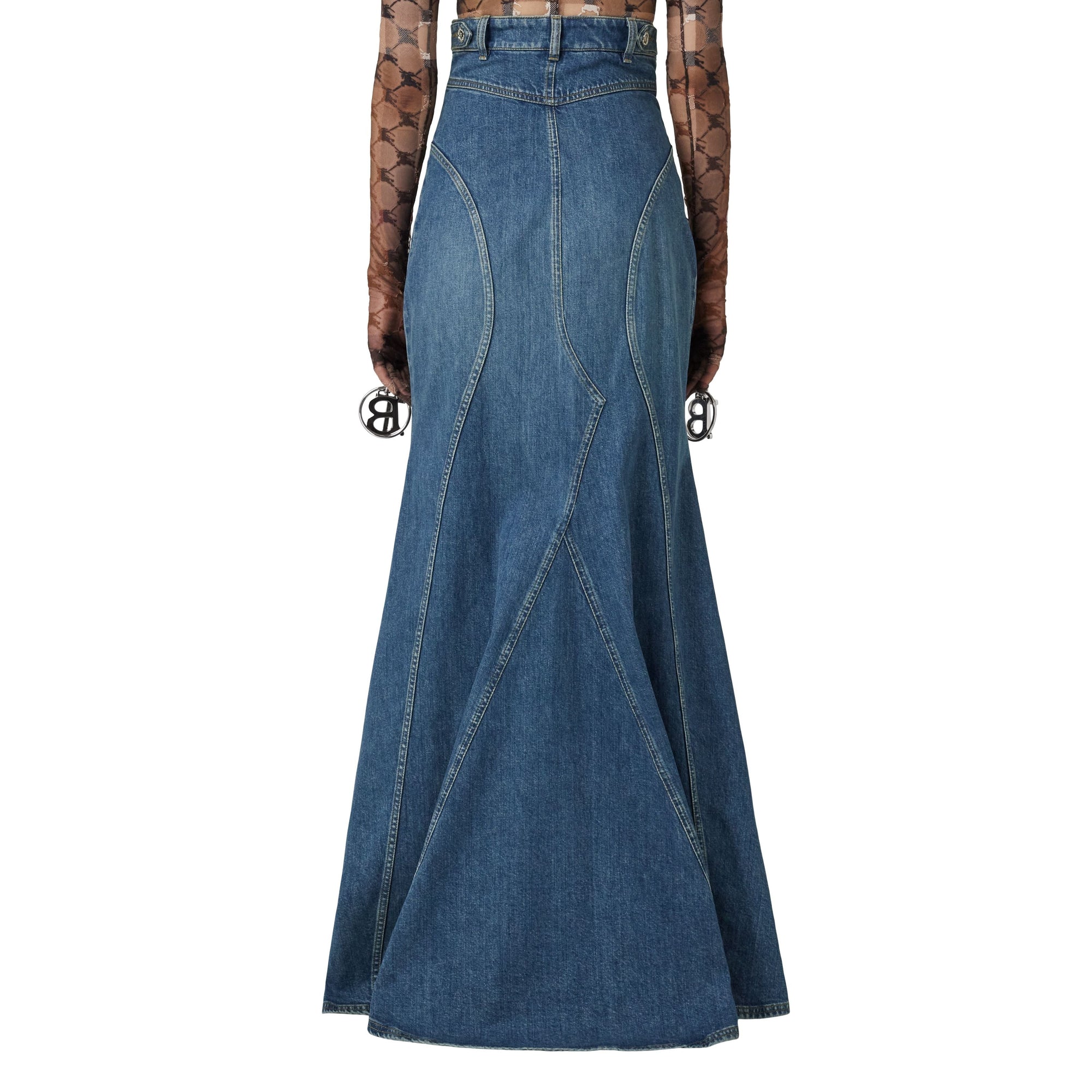 Jupe longue en jean délavé - Deep Slate Blue