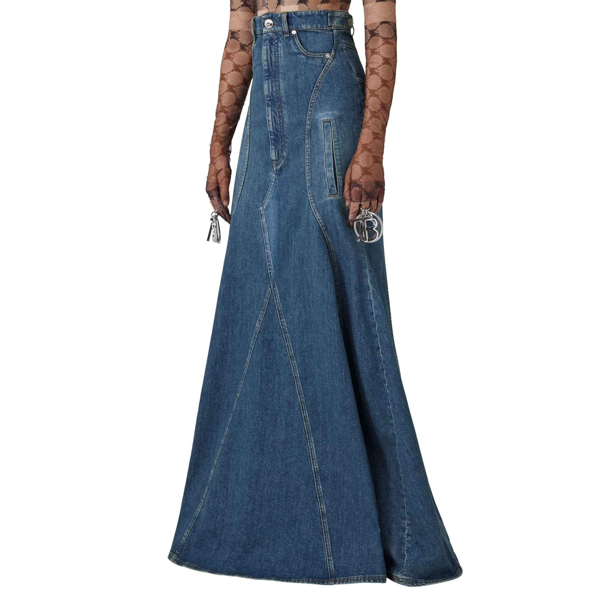 Jupe longue en jean délavé - Deep Slate Blue