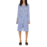 Short rayé en soie - Blue & White Stripe