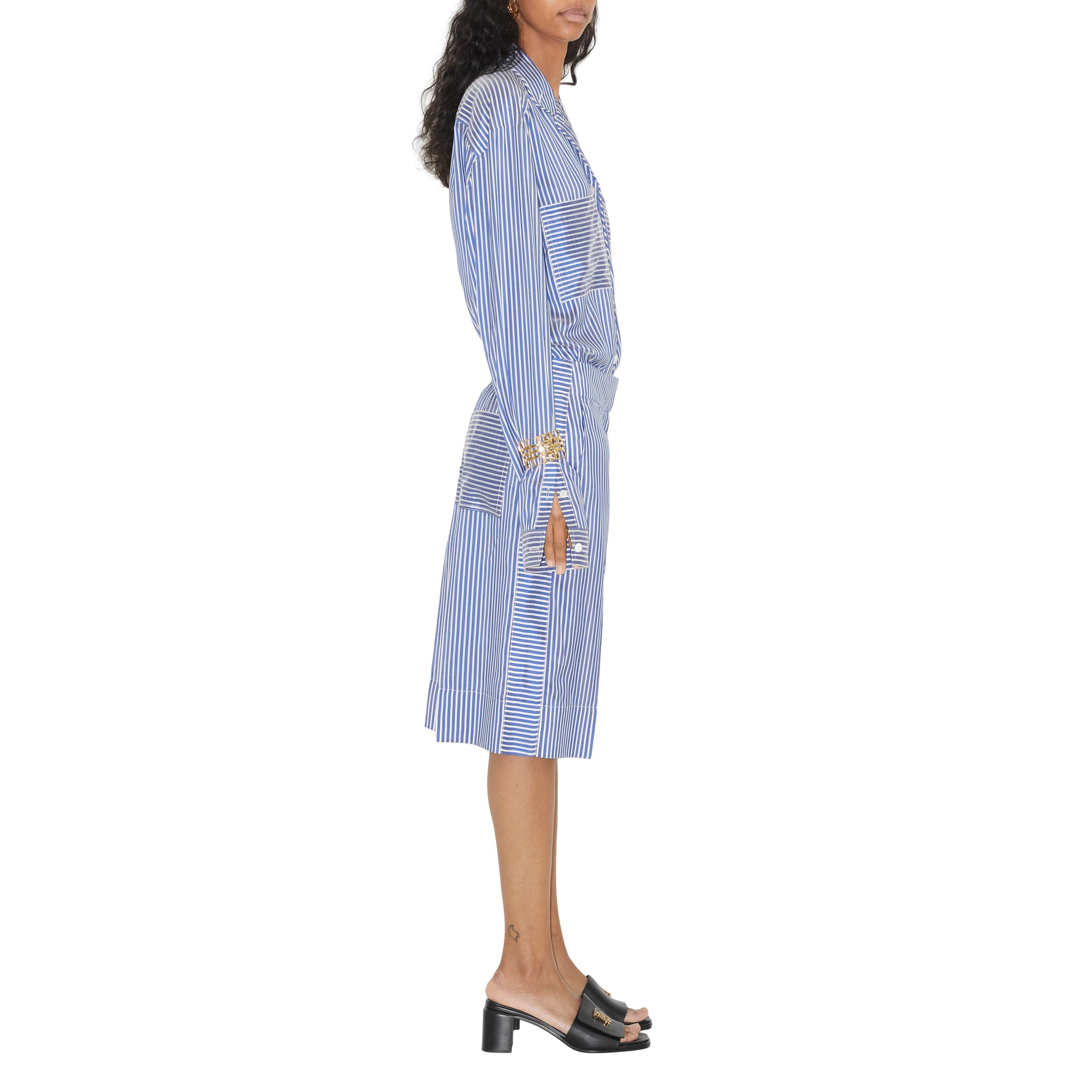 Short rayé en soie - Blue & White Stripe