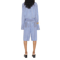 Short rayé en soie - Blue & White Stripe