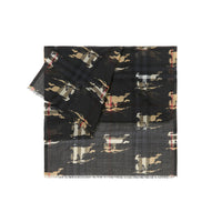 Foulard en laine et soie à motif cavalier check - Archive Beige & Black