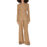 Veste blazer ajustée en laine - Camel Melange
