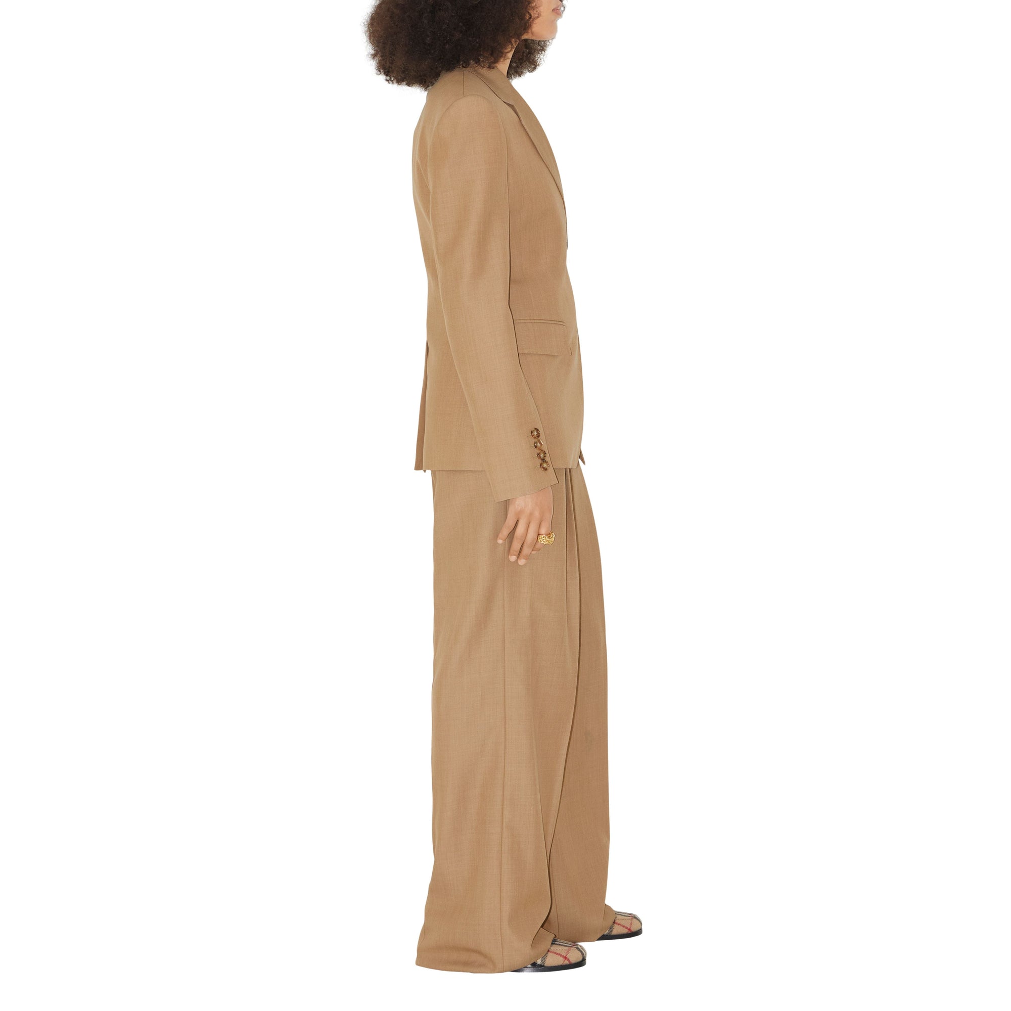 Veste blazer ajustée en laine - Camel Melange
