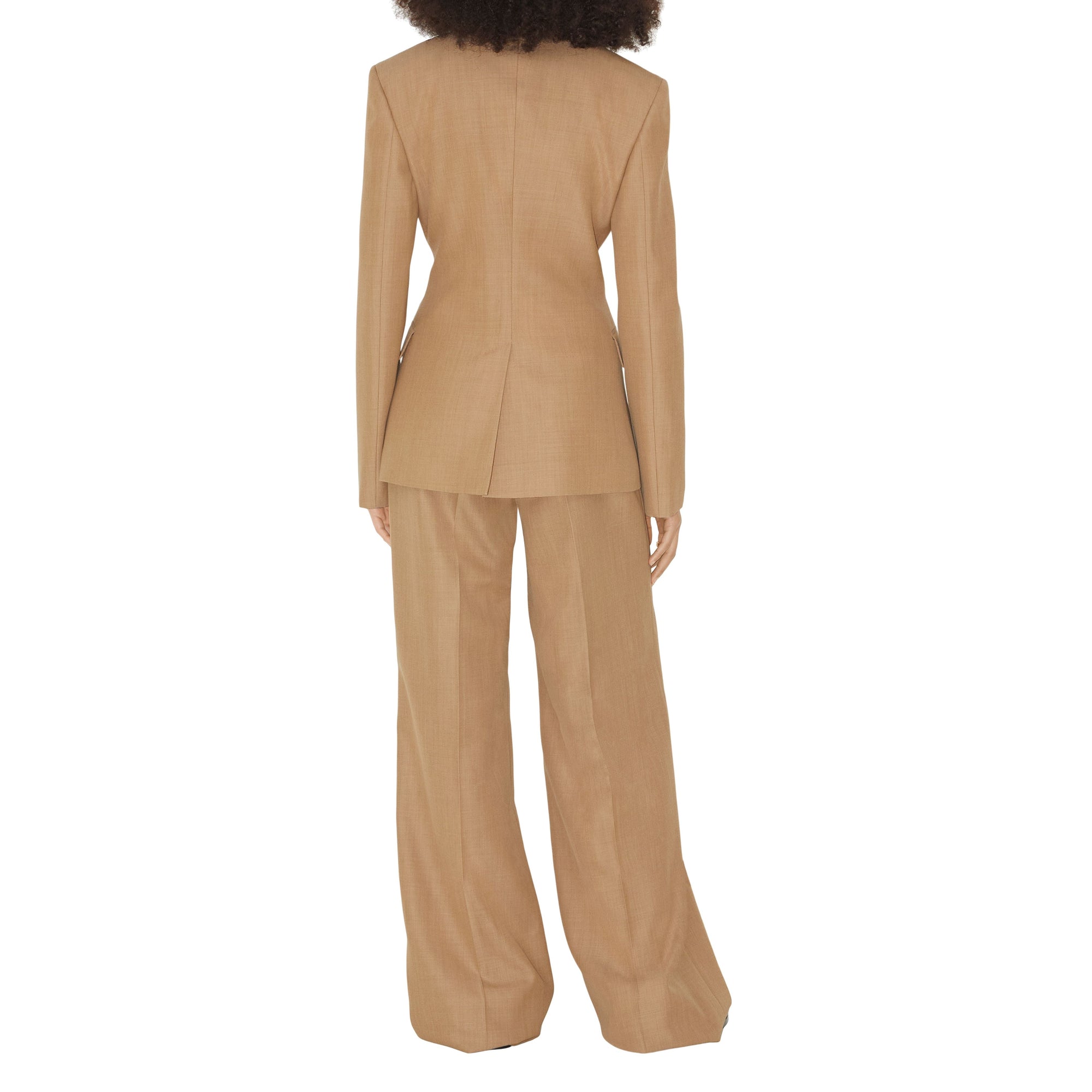 Veste blazer ajustée en laine - Camel Melange