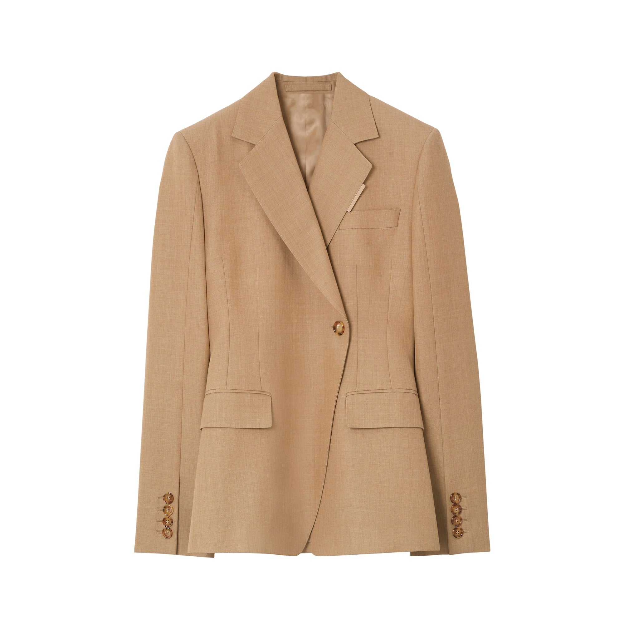 Veste blazer ajustée en laine - Camel Melange