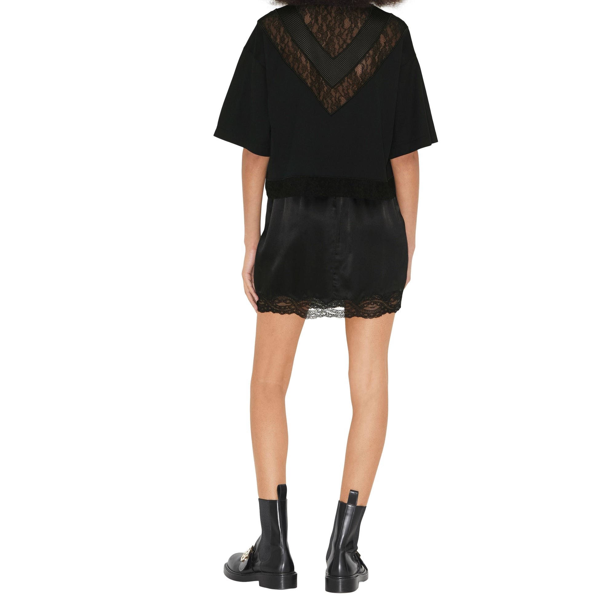 T-shirt ample à dentelle - Black