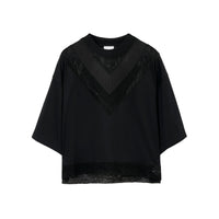 T-shirt ample à dentelle - Black
