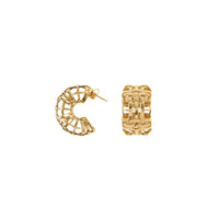 Créoles à motif check plaquées or - Light Gold