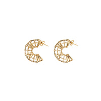 Créoles à motif check plaquées or - Light Gold