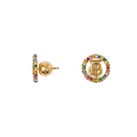 Boucles d'oreilles plaquées or monogramme - Light Gold & Multicolor