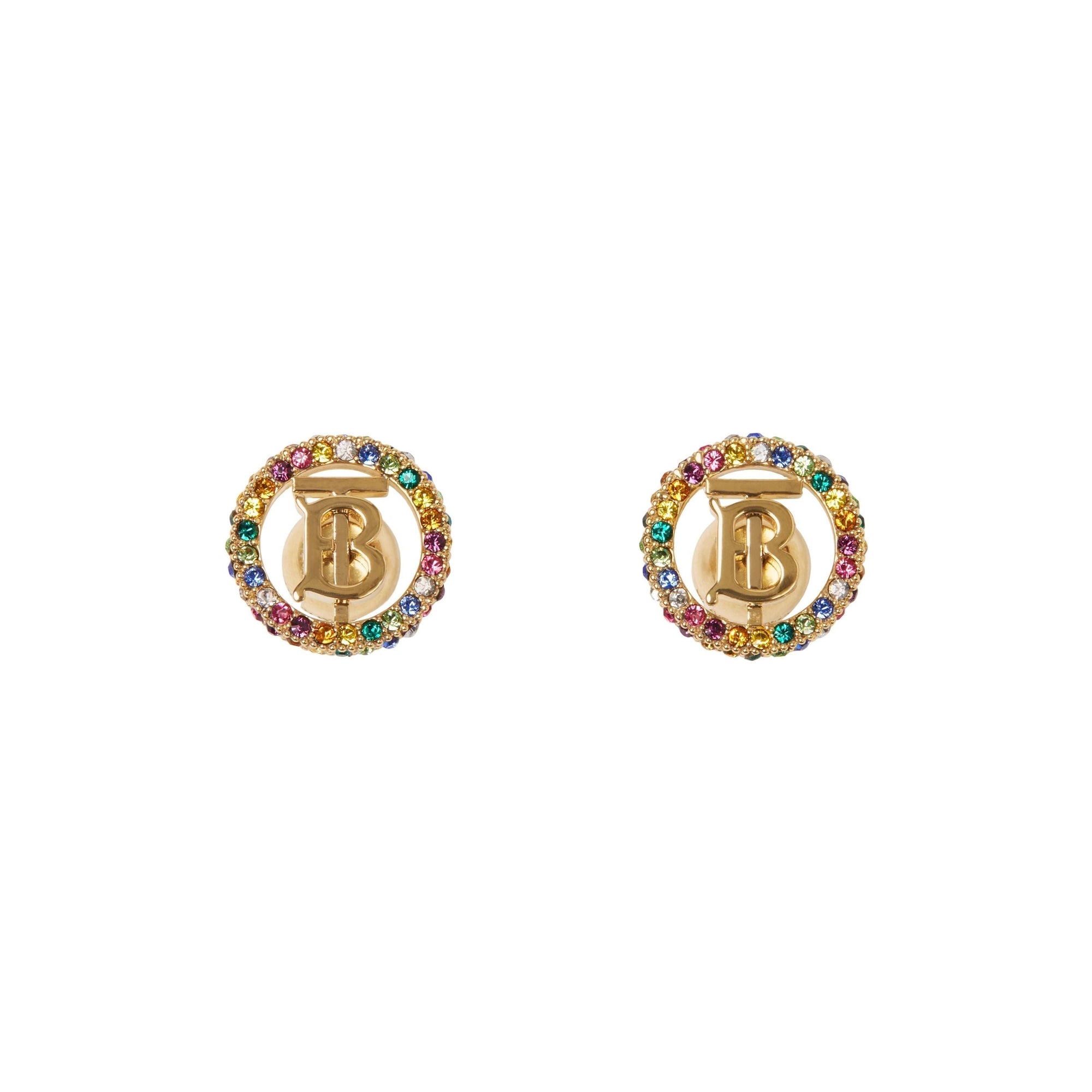 Boucles d'oreilles plaquées or monogramme - Light Gold & Multicolor