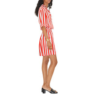 Chemise pyjama rayée en soie - Bright Chili Red
