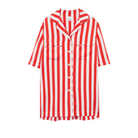 Chemise pyjama rayée en soie - Bright Chili Red