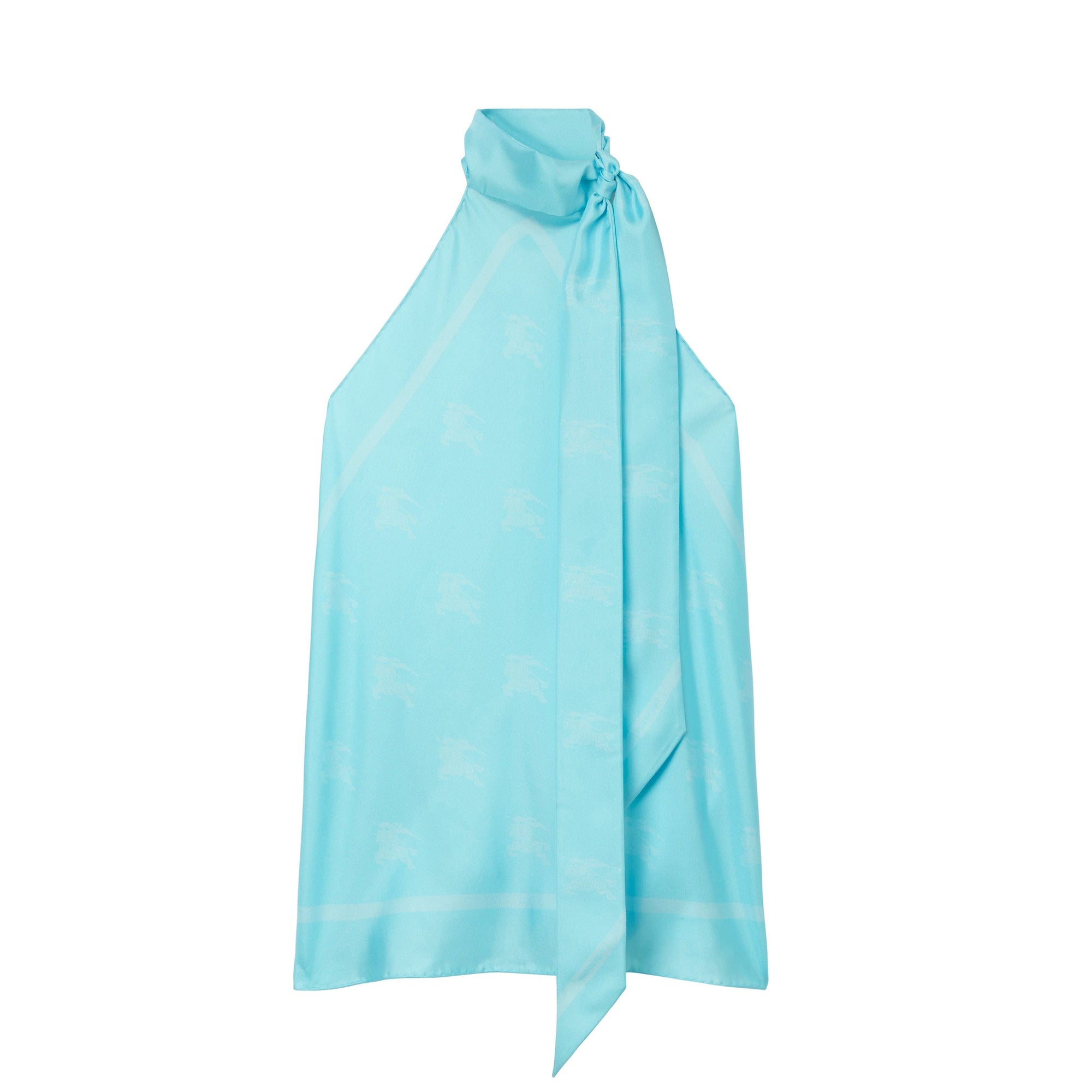 Top foulard en soie à motif cavalier - Bright Topaz Blue