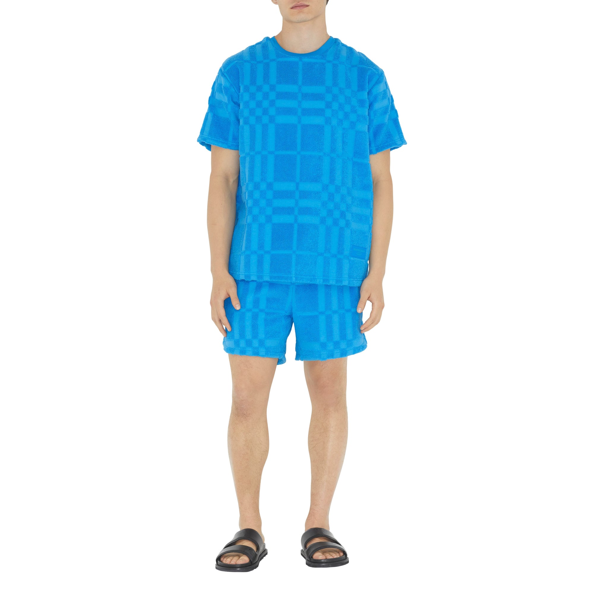 T-shirt en coton à motif check - Bright Cerulean Blue