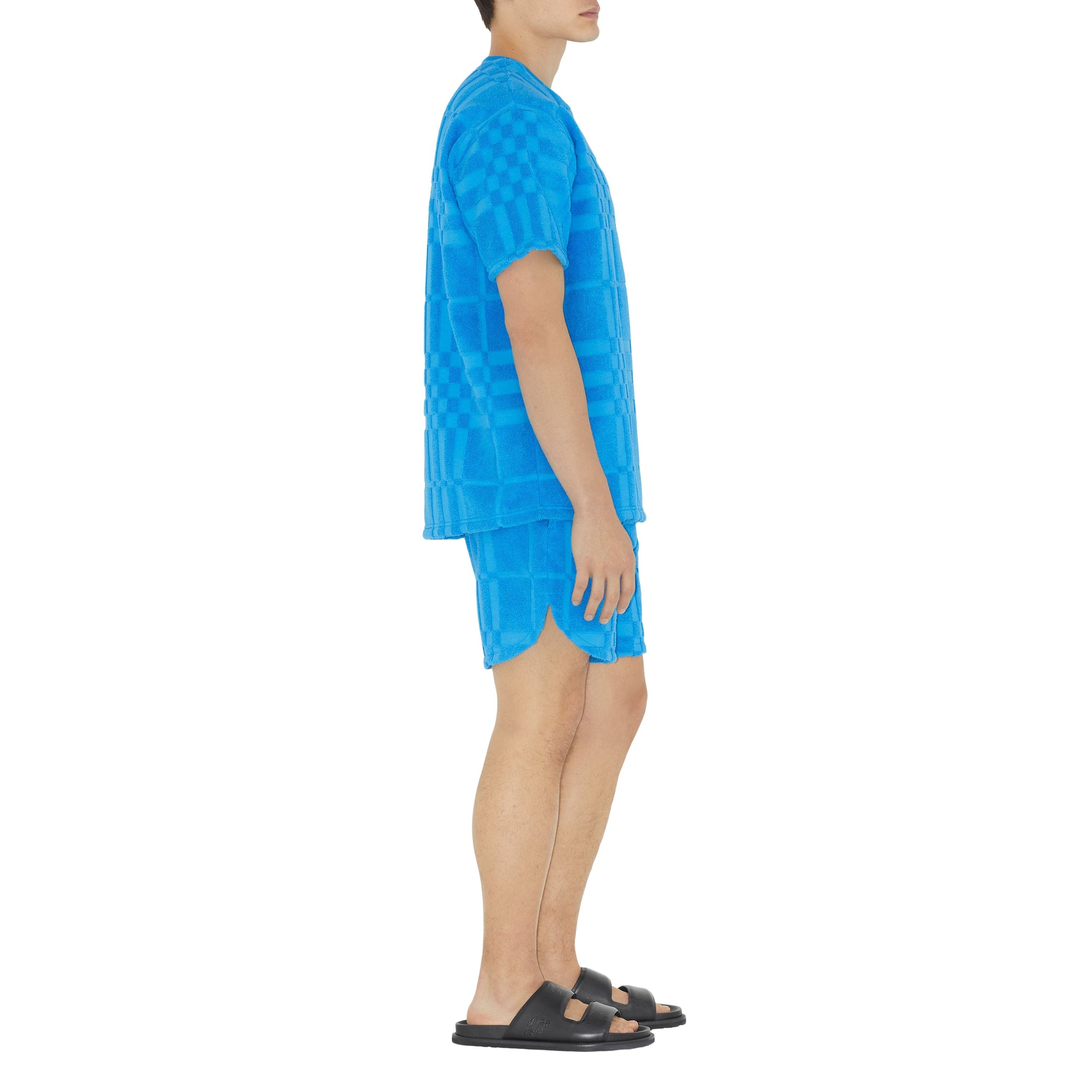 T-shirt en coton à motif check - Bright Cerulean Blue