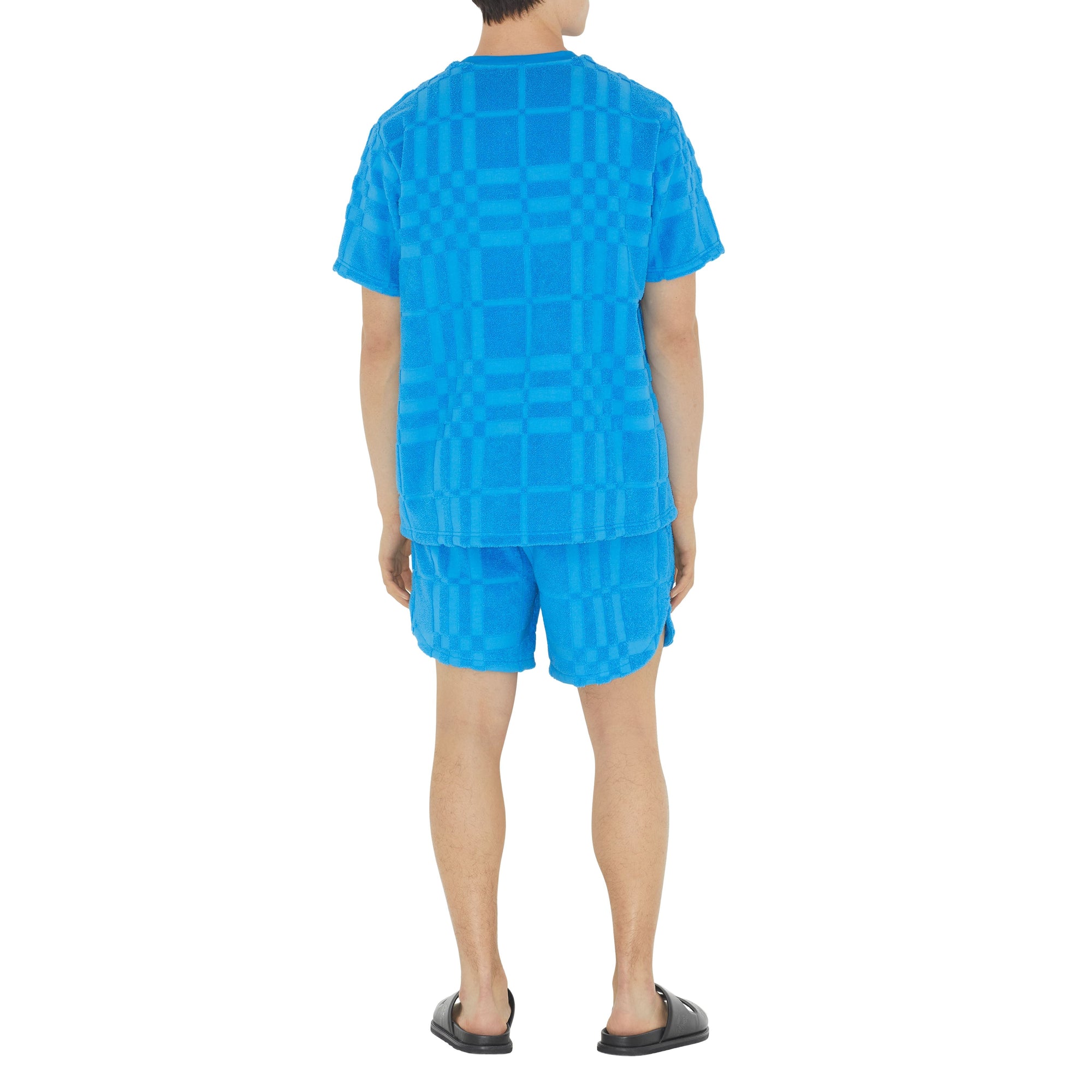 T-shirt en coton à motif check - Bright Cerulean Blue
