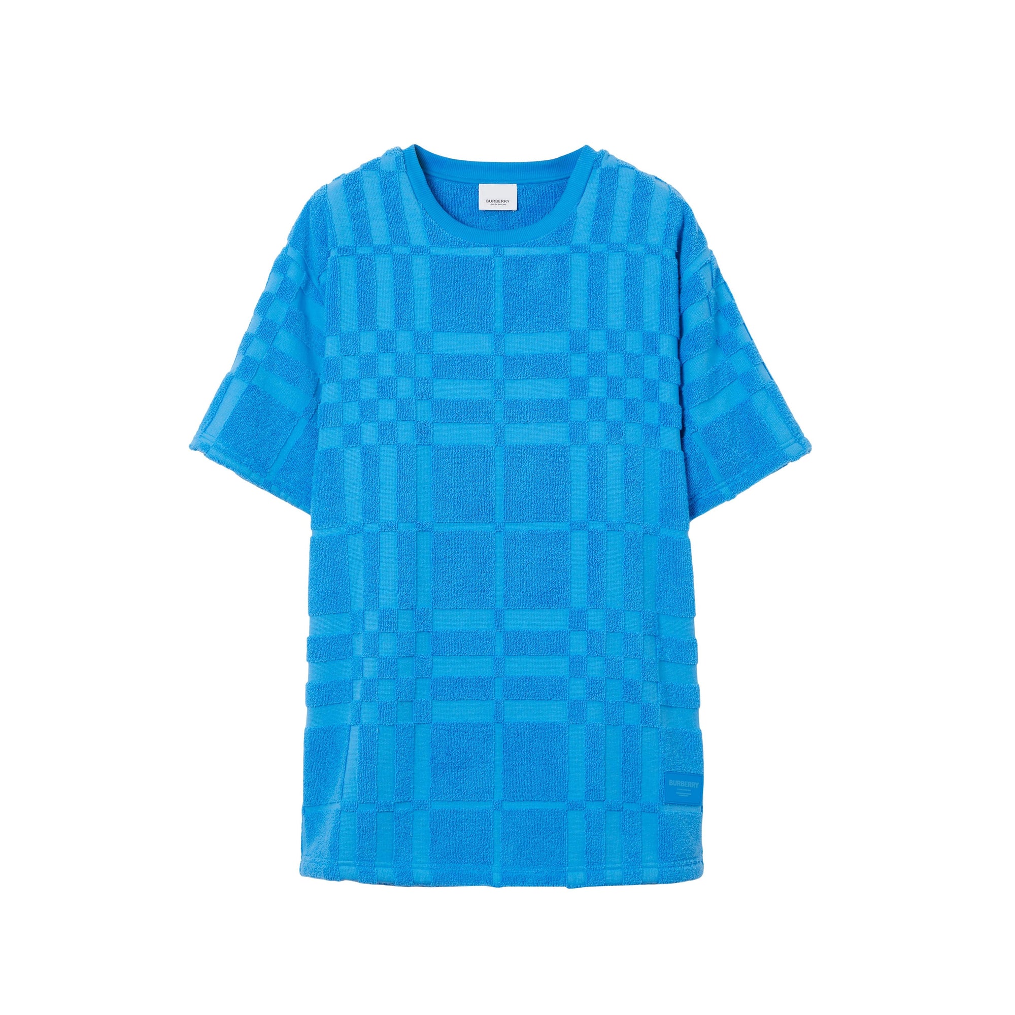 T-shirt en coton à motif check - Bright Cerulean Blue