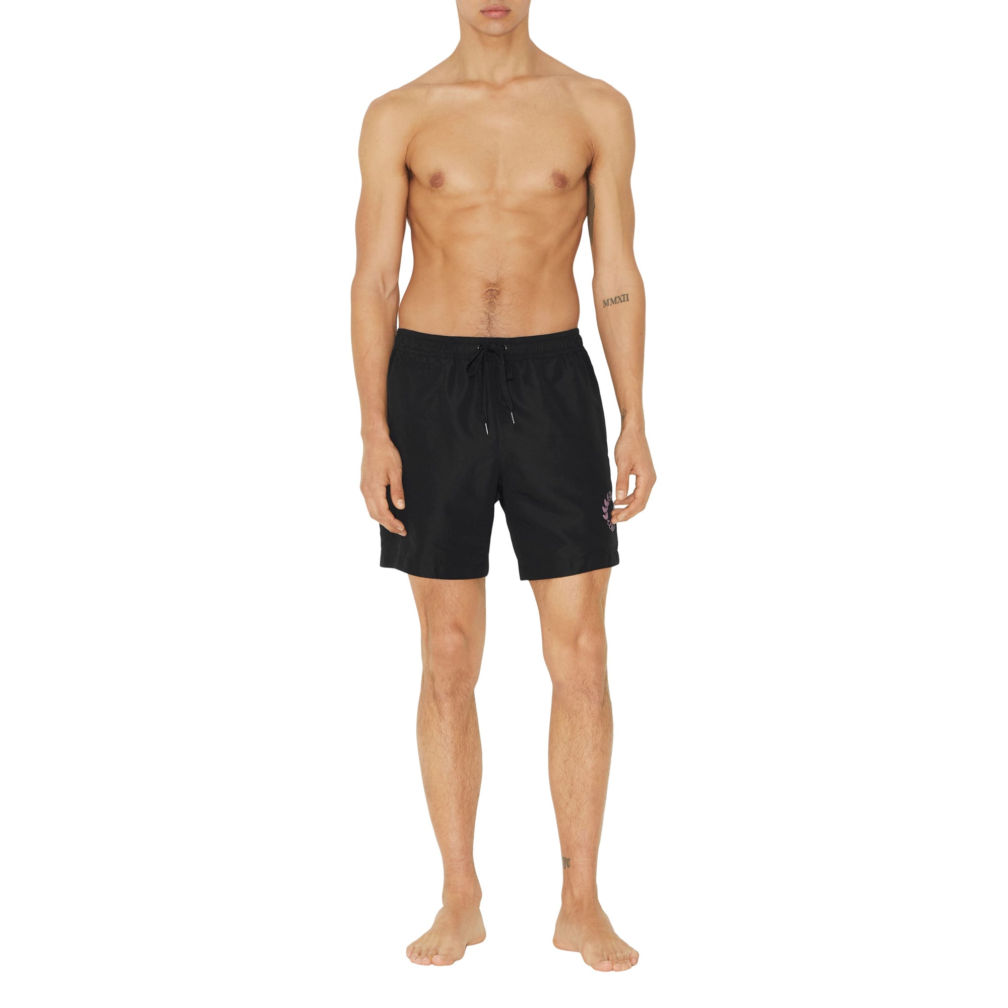 Short de bain à broderie contrastée - Black