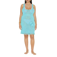 Robe en coton technique crocheté - Bright Topaz Blue