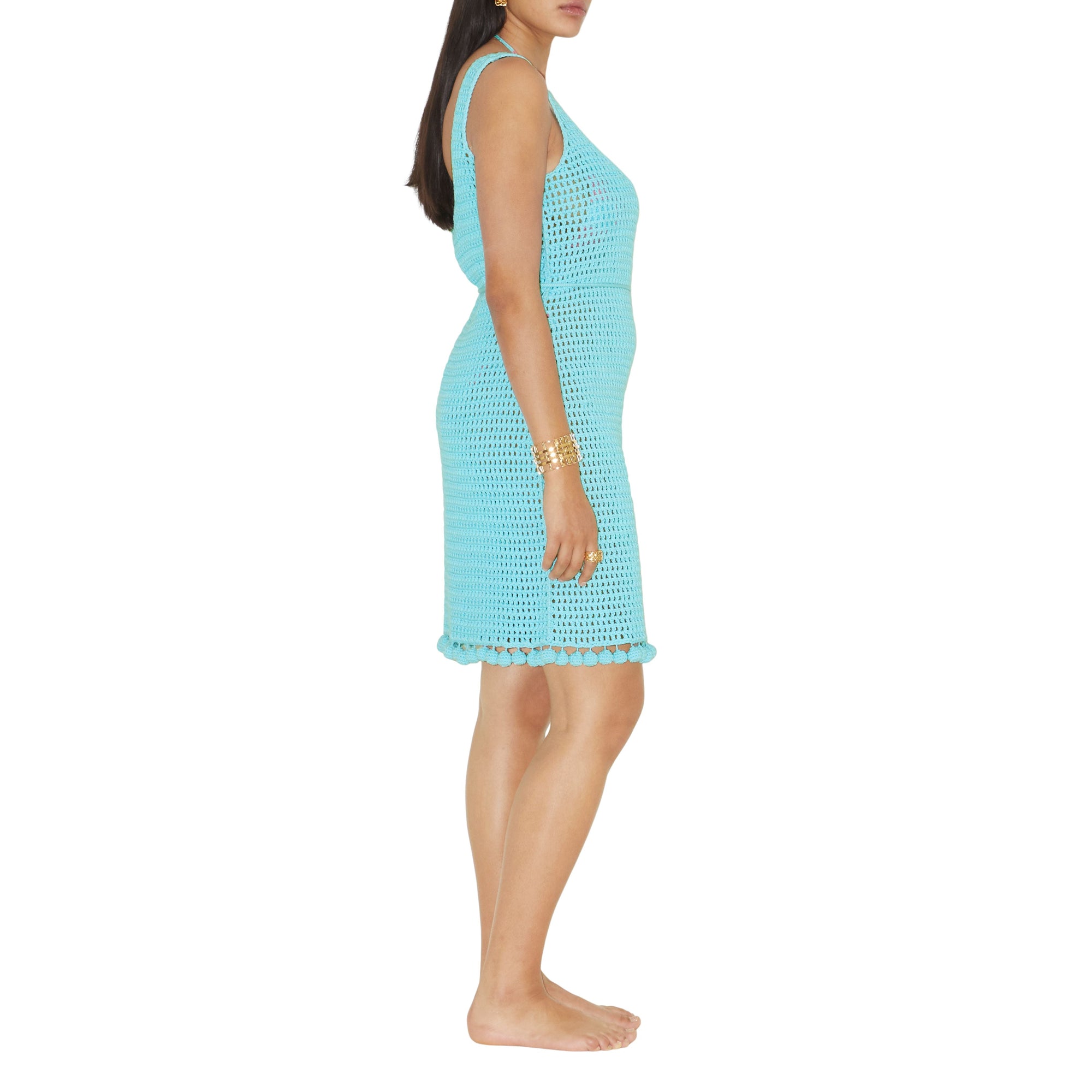 Robe en coton technique crocheté - Bright Topaz Blue