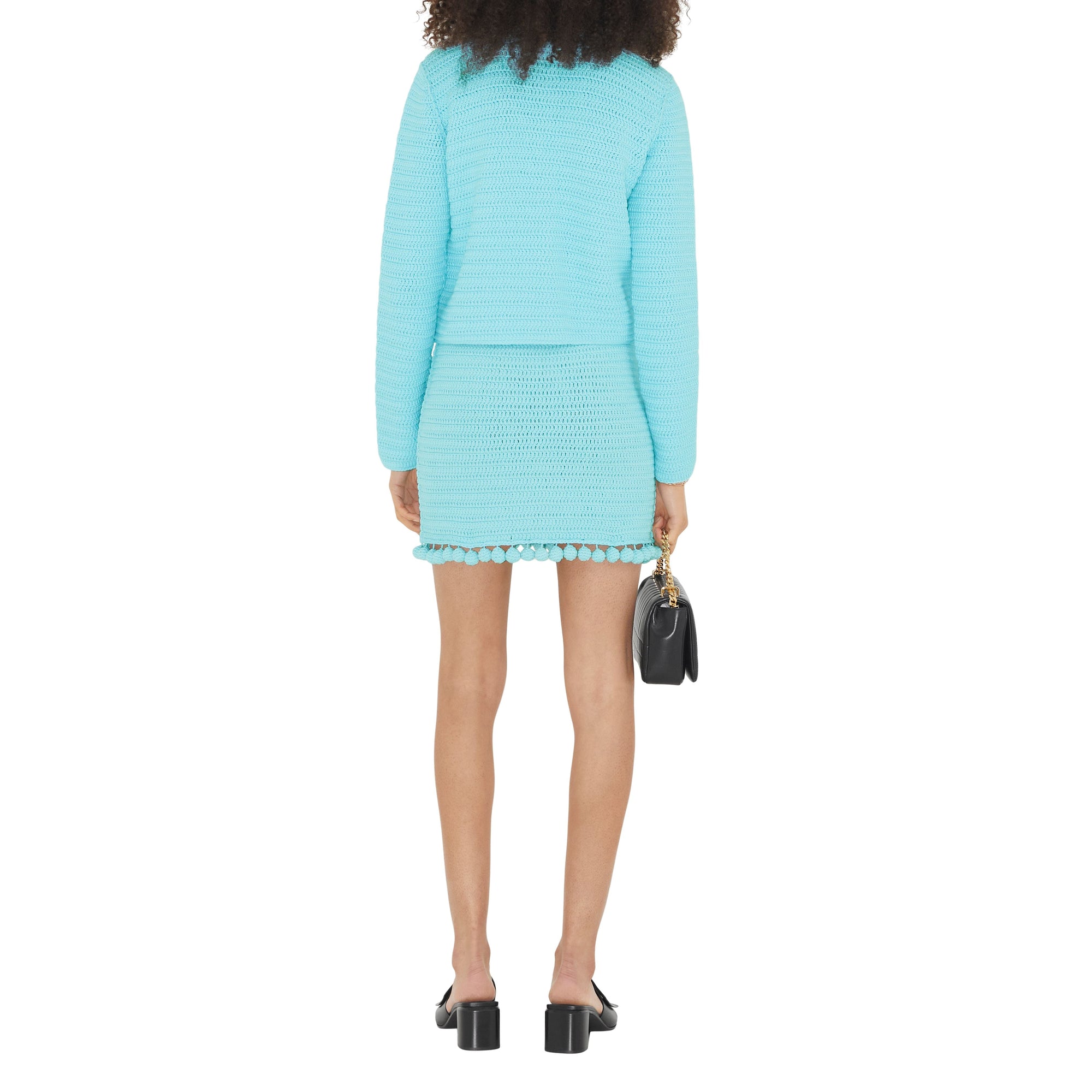 Mini jupe en coton technique crocheté - Bright Topaz Blue