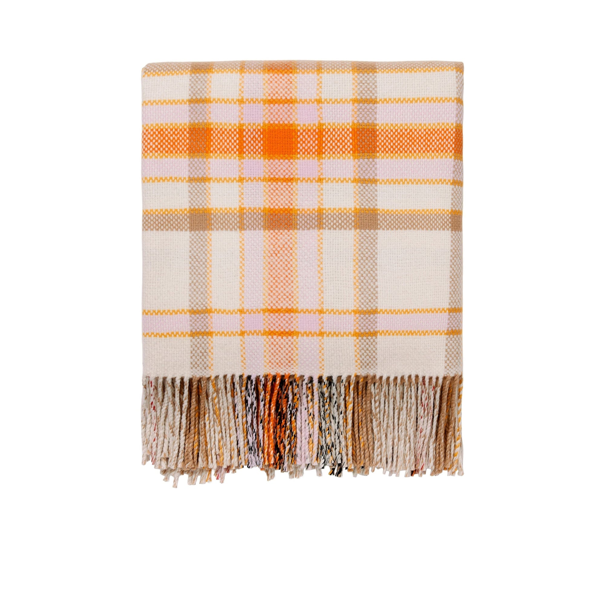 Couverture réversible en laine et cachemire - Archive Beige & Orange
