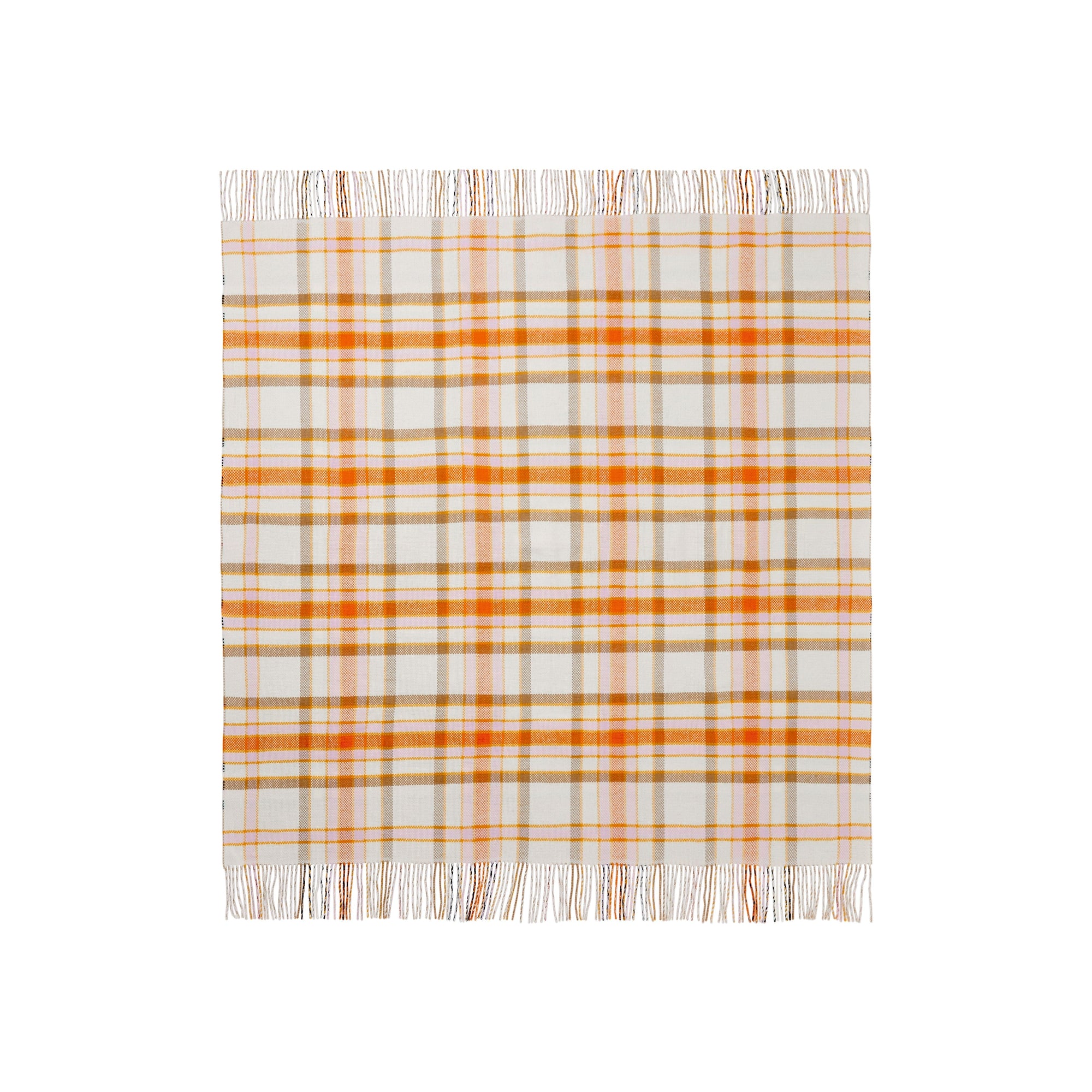 Couverture réversible en laine et cachemire - Archive Beige & Orange