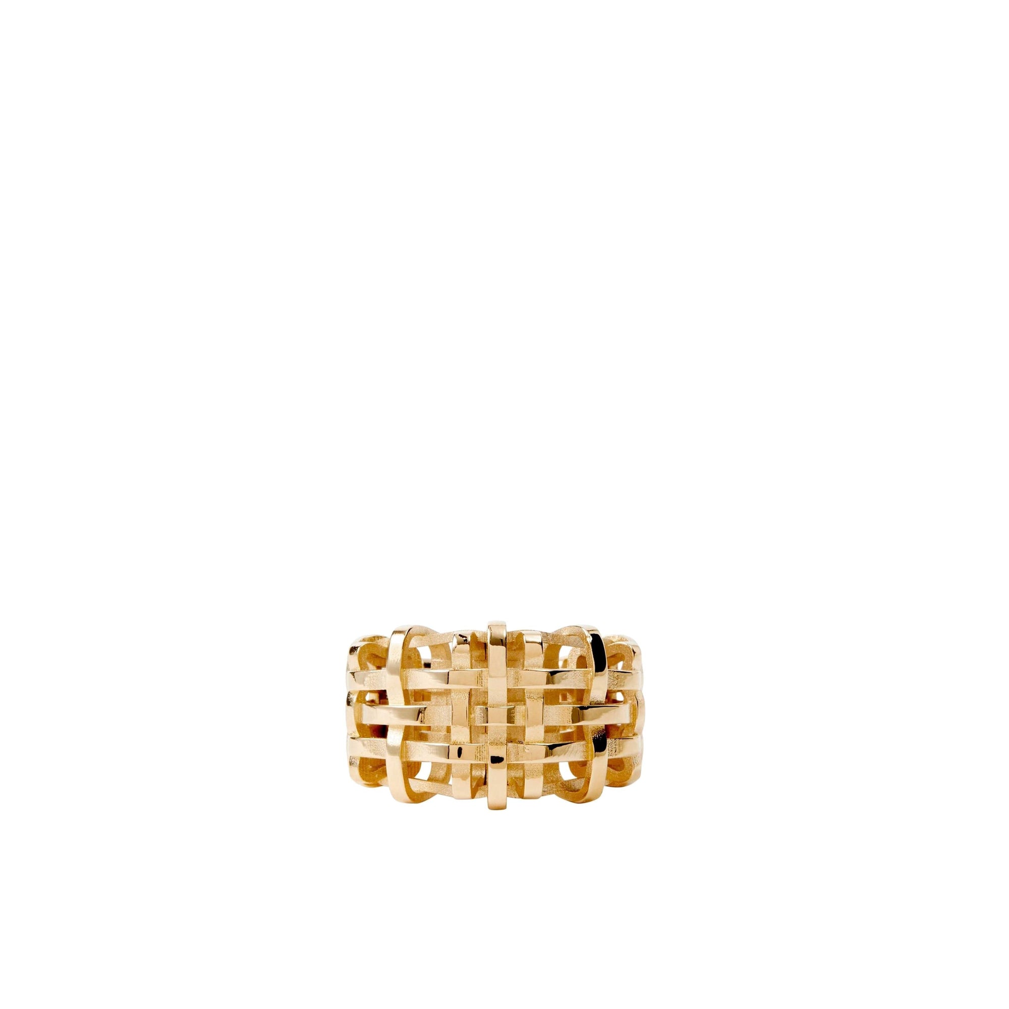 Bague large à motif check - Light Gold