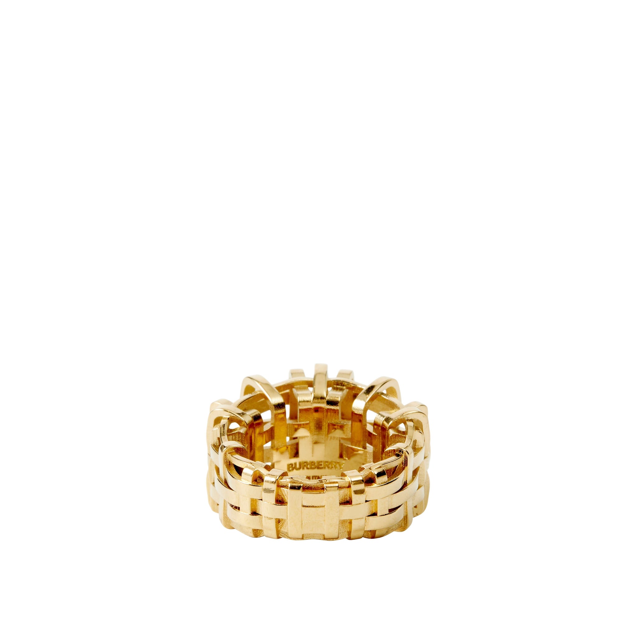 Bague large à motif check - Light Gold
